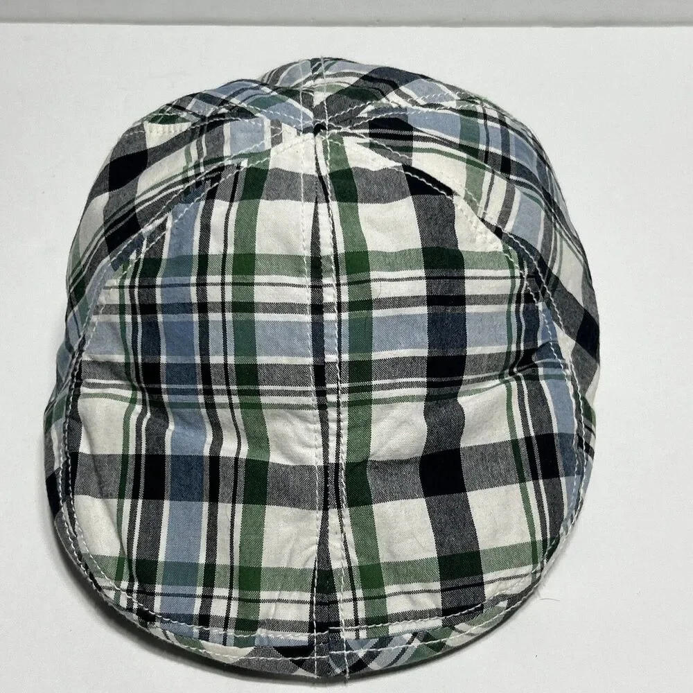 Gymboree Boys Preppy Plaid Golf Hat 4T-5T Cabbie Newsboy Blue Green White